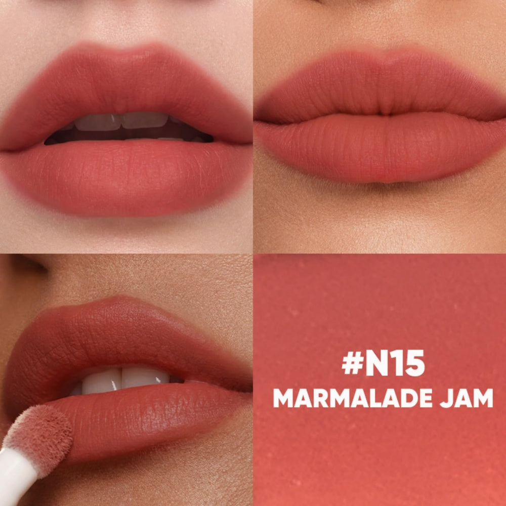 JUDYDOLL matte lip cream texture close-up reveals silky, comfortable matte finish