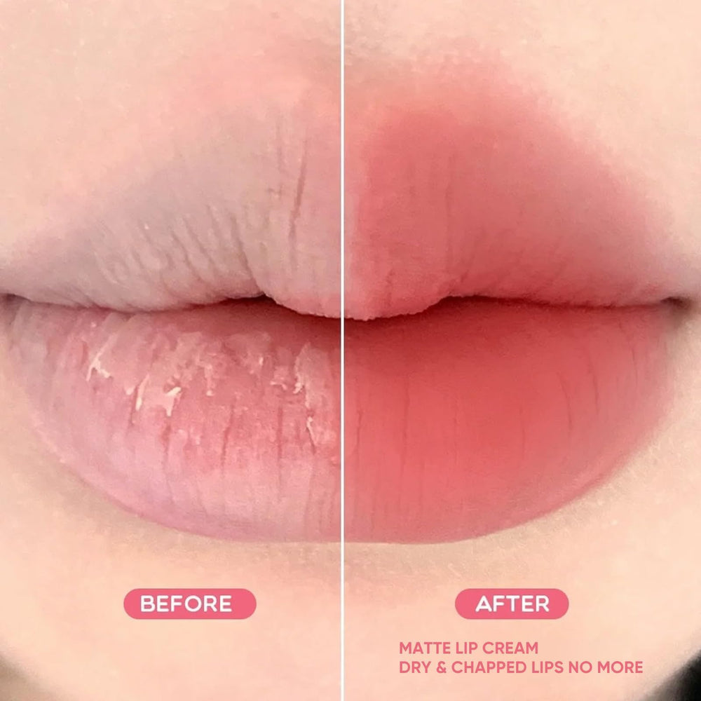JUDYDOLL lip cream wear on lips demonstrates long-lasting color with minimal transfer