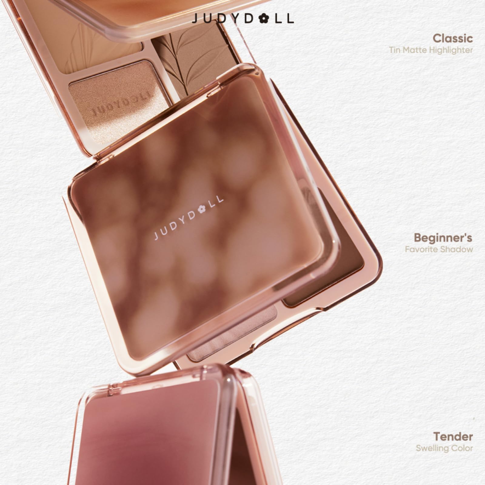 JUDYDOLL on-the-go makeup application using compact for quick refresh.