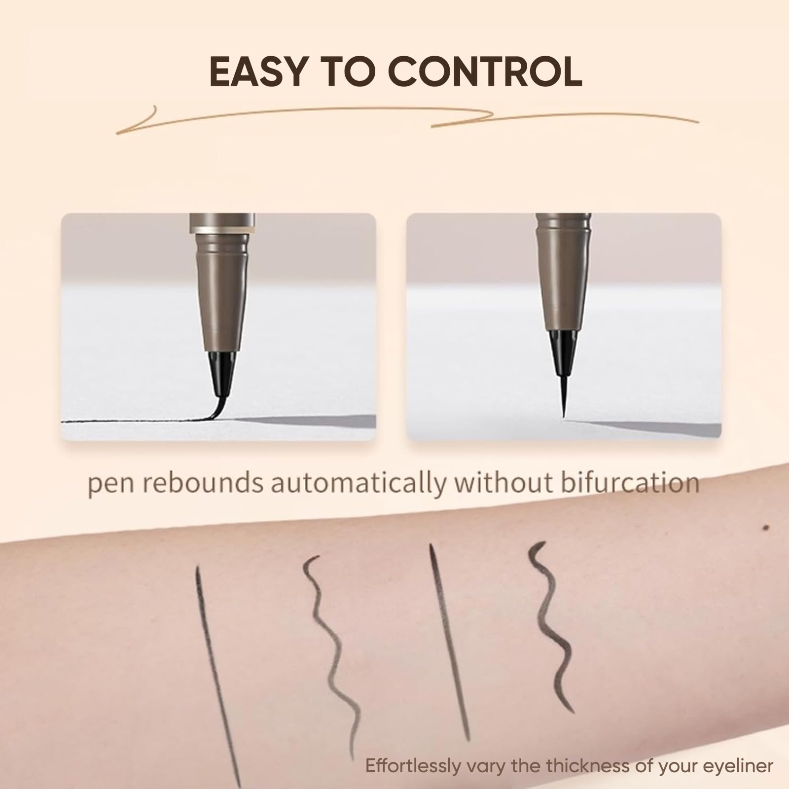 JUDYDOLL Ultra-Fine Eyeliner flexible brush tip ensures smooth application.