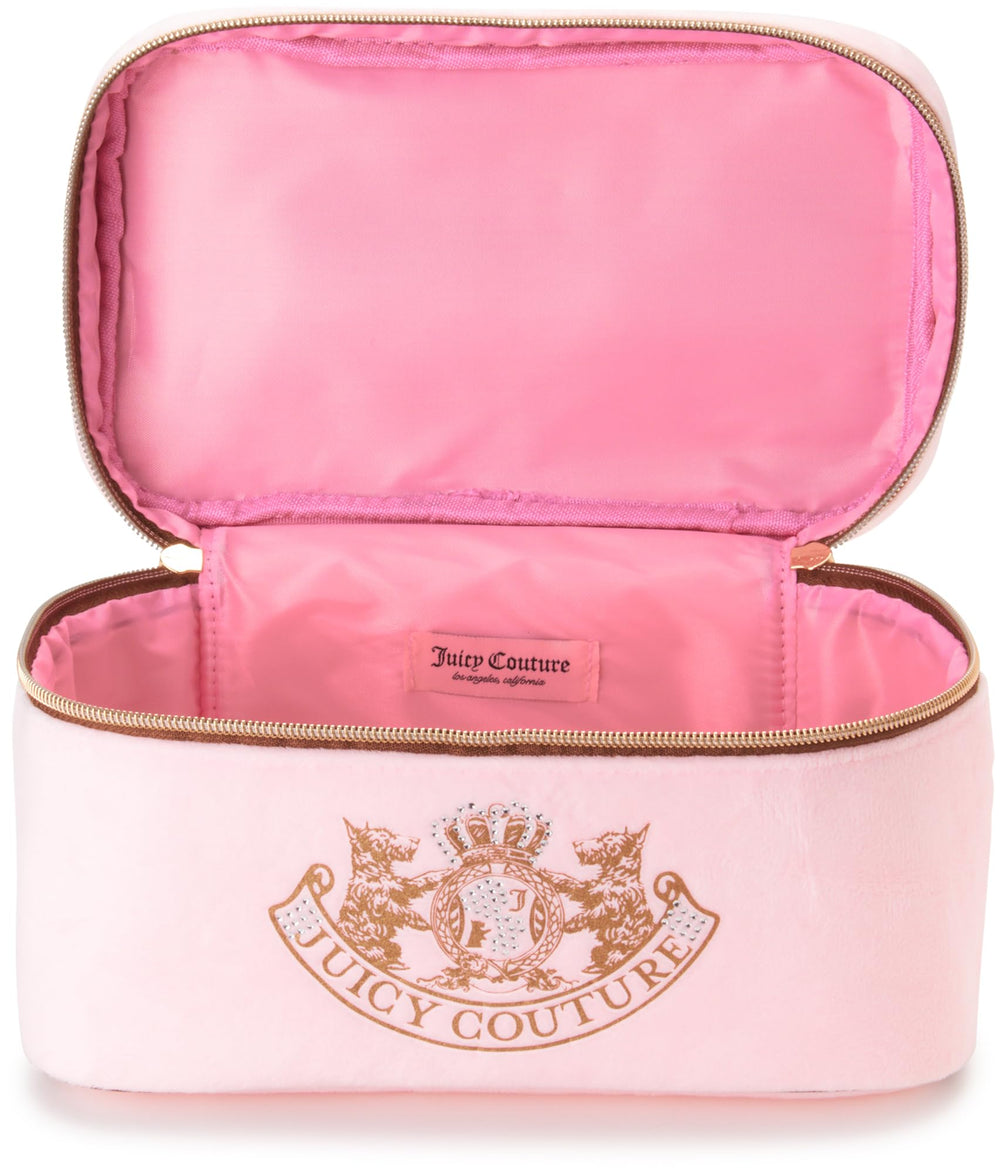 Juicy Couture elegant velour finish adds luxe style to every trip.