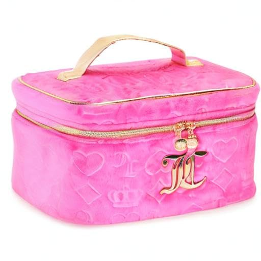 Juicy Couture hot pink makeup bag daily-use case for beauty essentials.