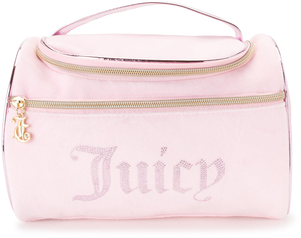 Juicy Couture pink makeup bag compact travel size fits neatly in luggage and weekend bags.
