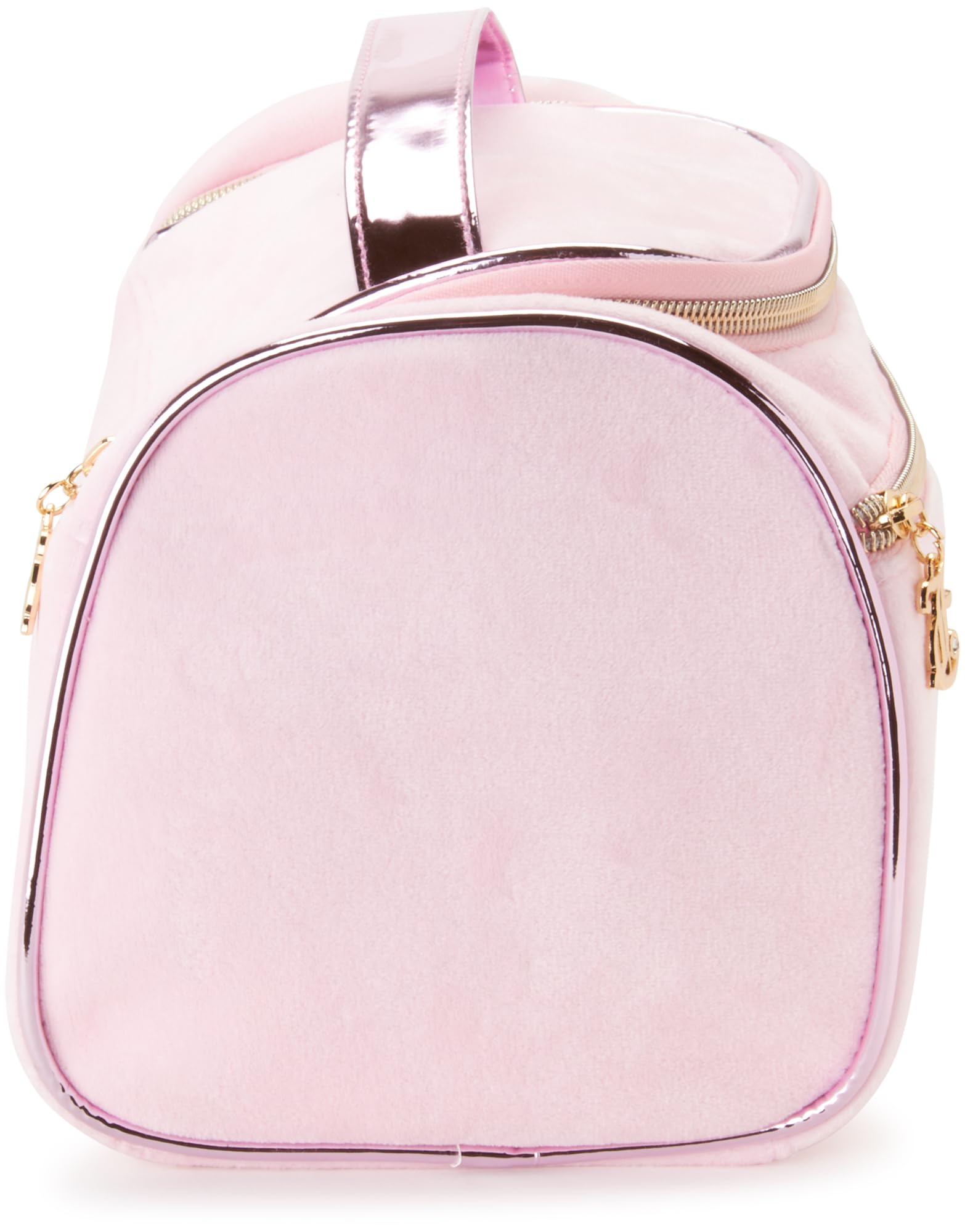 Juicy Couture pink makeup bag wipe-clean lining keeps spills simple to wipe away.