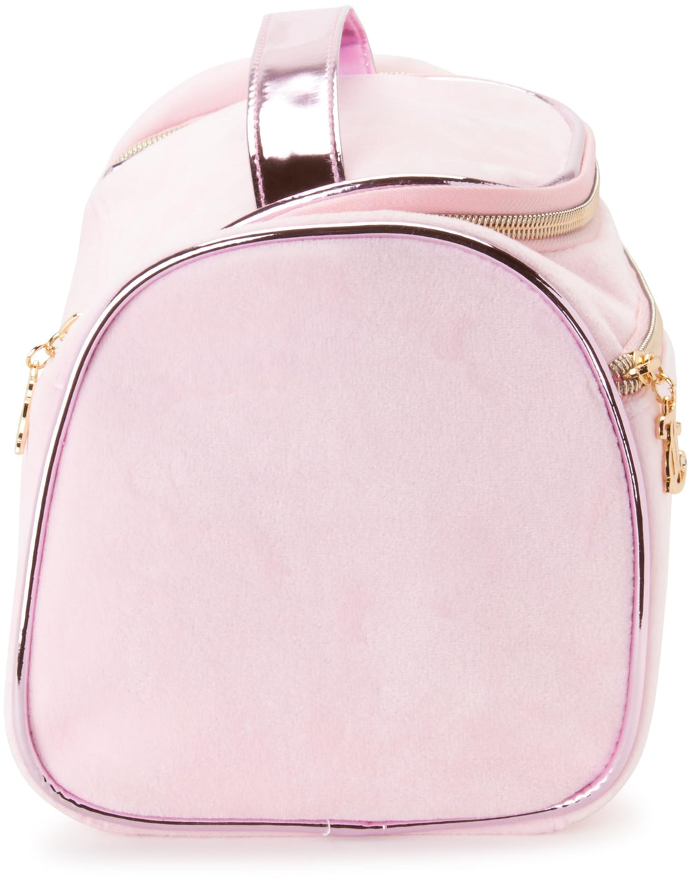 Juicy Couture pink makeup bag wipe-clean lining keeps spills simple to wipe away.