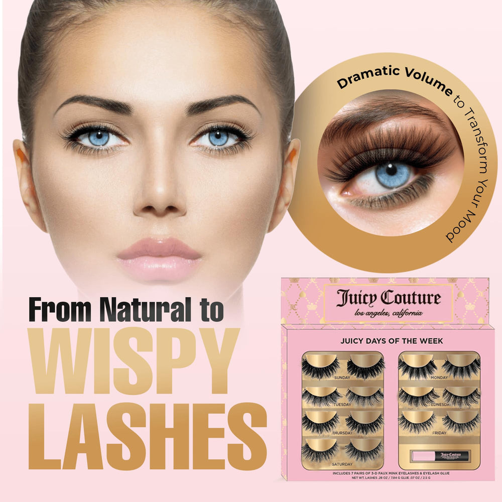 Juicy Couture cruelty-free faux mink fibers demonstrating soft durable lashes