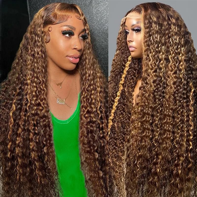 Jukabe 30 inch honey blonde wig lace-front closeup natural parting
