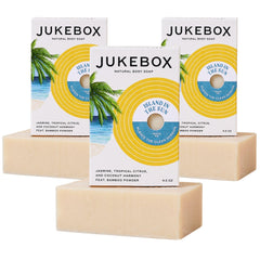 JUKEBOX Island in the Sun soap pack front view, showcasing vibrant scent for an uplifting shower