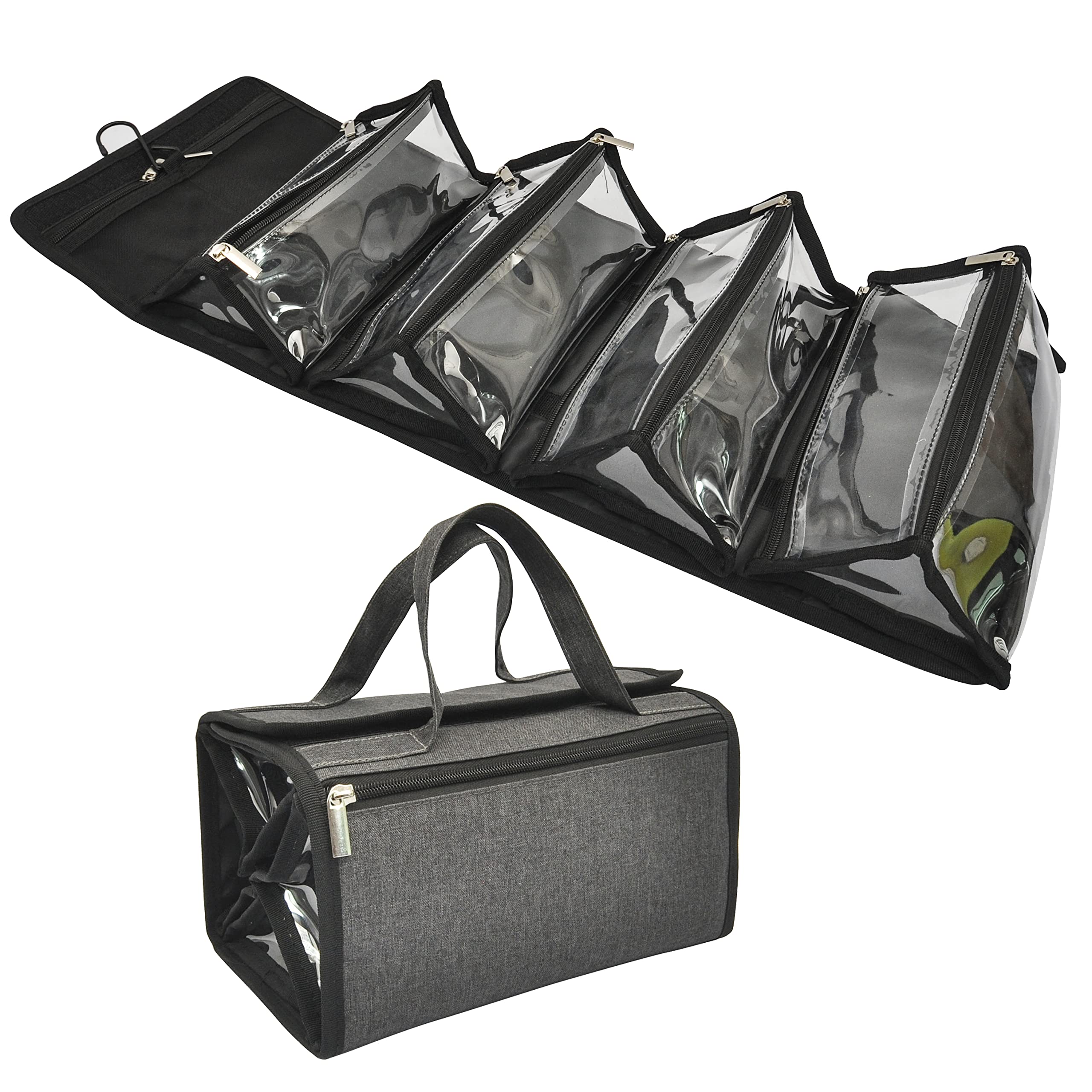 Jula Vance large-capacity hanging bag closeup highlighting spacious compartments for travel toiletries