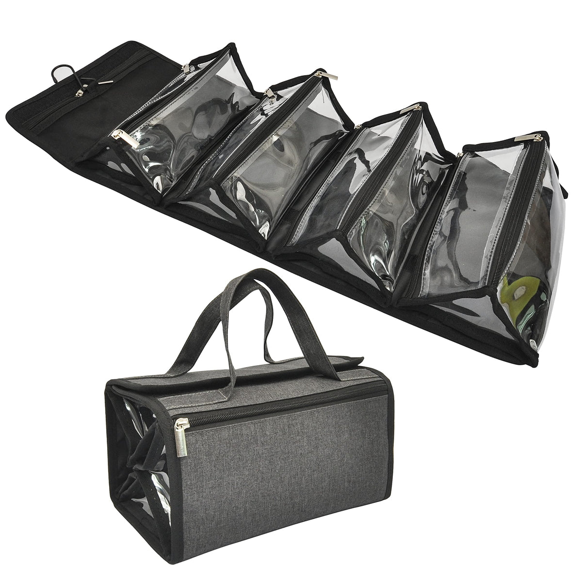 Jula Vance large-capacity hanging bag closeup highlighting spacious compartments for travel toiletries