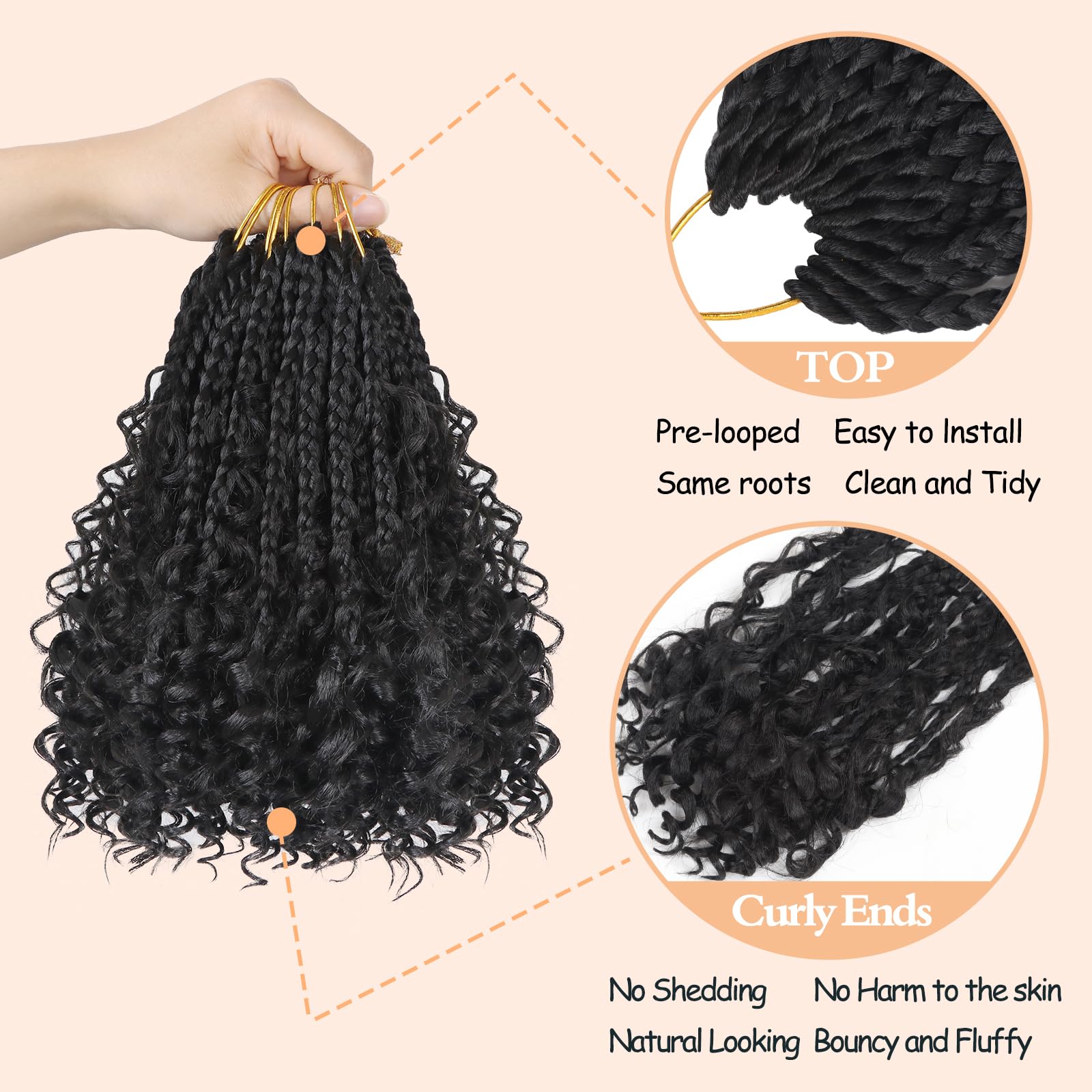 Julen Goddess Box Braids 8in 14 strands per pack creates fuller braids