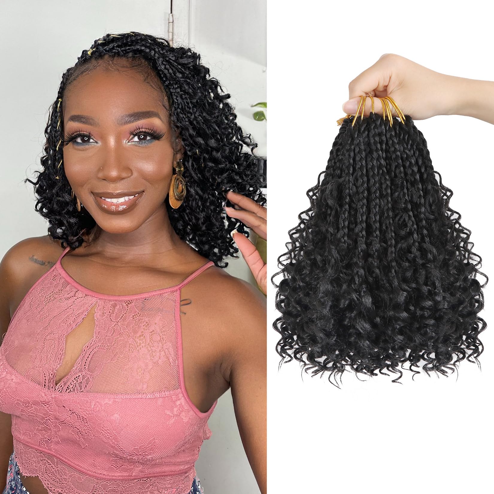 Julen Goddess Box Braids Crochet Hair 8in pre-looped top for quick protective styling