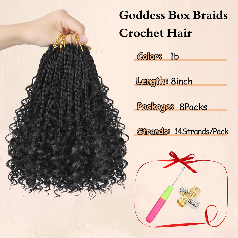Julen Goddess Box Braids 8in soft flame-retardant synthetic fiber for comfortable wear