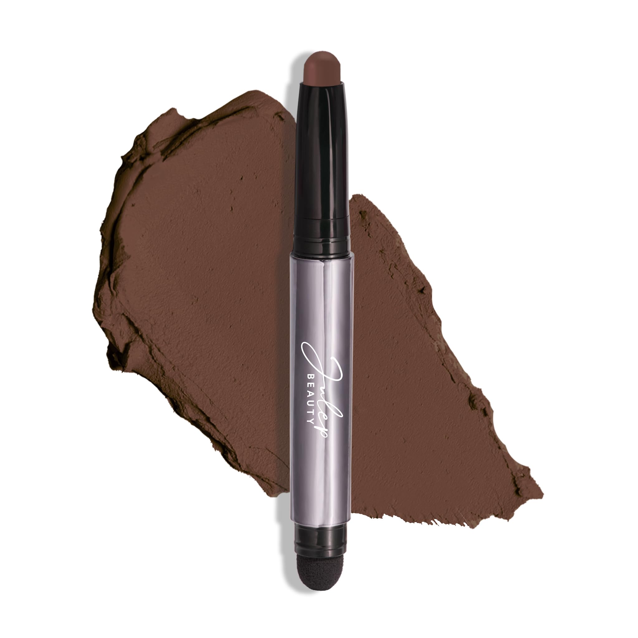 Julep Eyeshadow 101 cream-to-powder application swatch demonstrates long-wearing mocha matte color