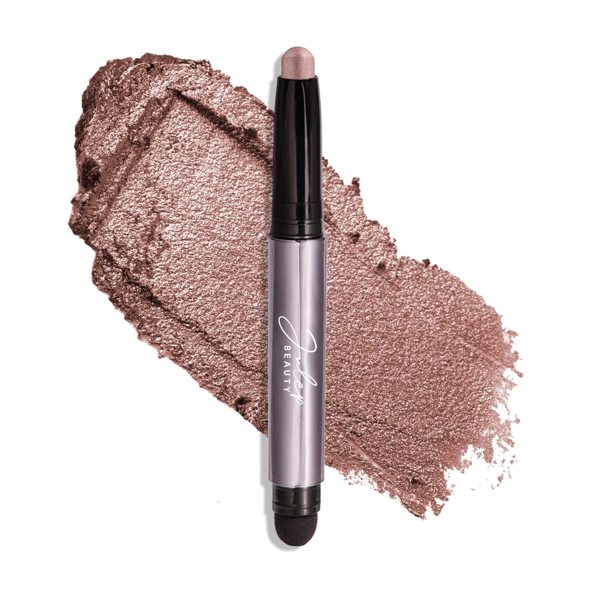 Julep Eyeshadow 101 Mink Mauve Shimmer swatch shows lasting color you can layer easily.