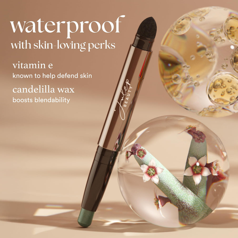 Julep Eyeshadow 101 Evergreen Shimmer crease-proof finish keeps color sharp all day.