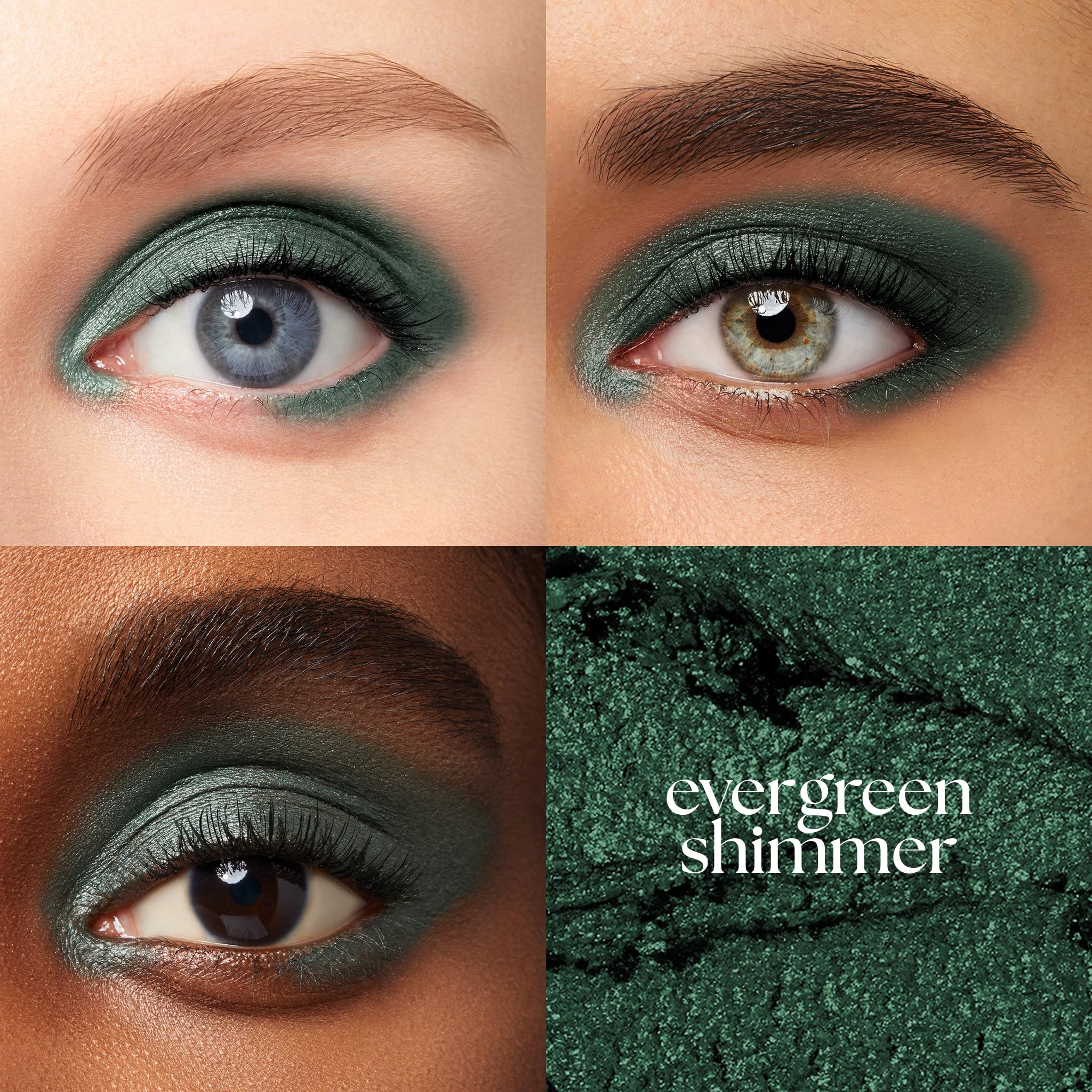 Julep Eyeshadow 101 Evergreen Shimmer swatch shows smooth application for effortless blending.