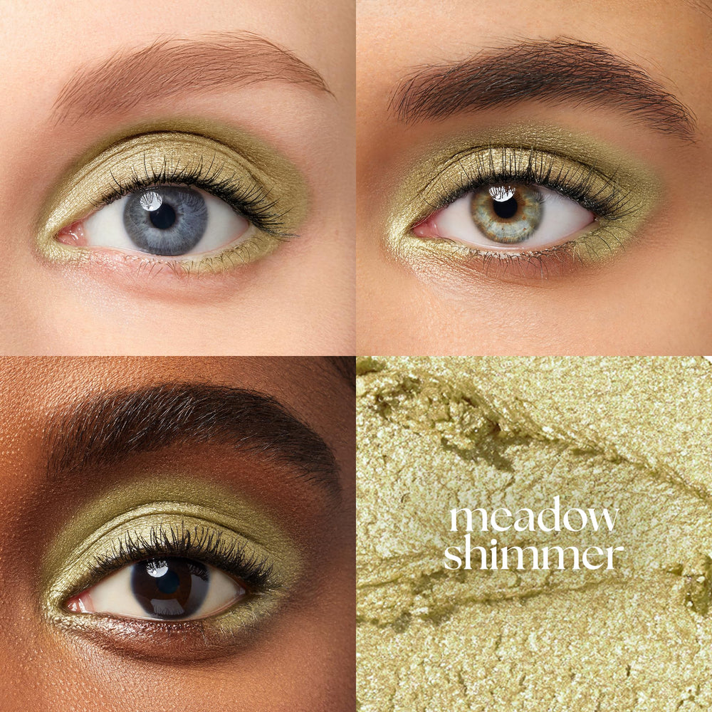 Julep Eyeshadow 101 Meadow Shimmer on lid shows creamy-to-powder texture and blendable finish.