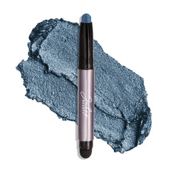 Julep Eyeshadow 101 Sapphire Shimmer compact close-up shows jewel-toned blue shimmer for bold looks.