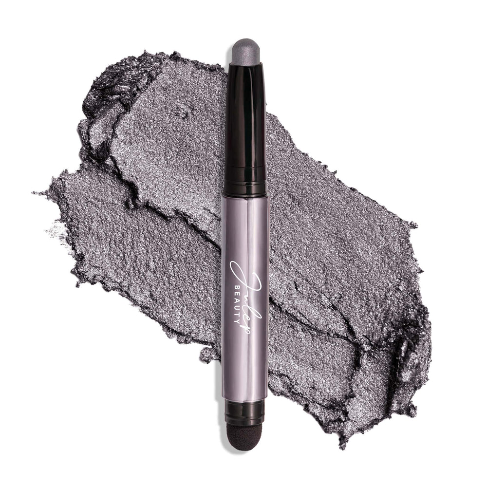 Julep Eyeshadow 101 smoky grey shimmer tube closeup shows long-wear waterproof finish