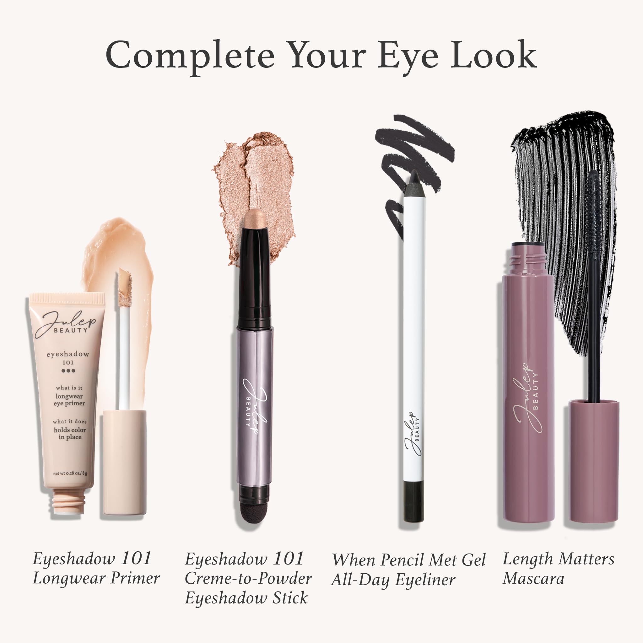 Julep Eyeshadow 101 stone matte-finish shade on the lid.
