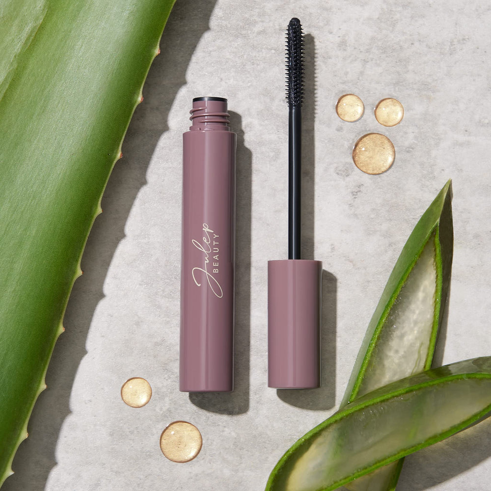 Julep Length Matters mascara on lashes delivering extended length.