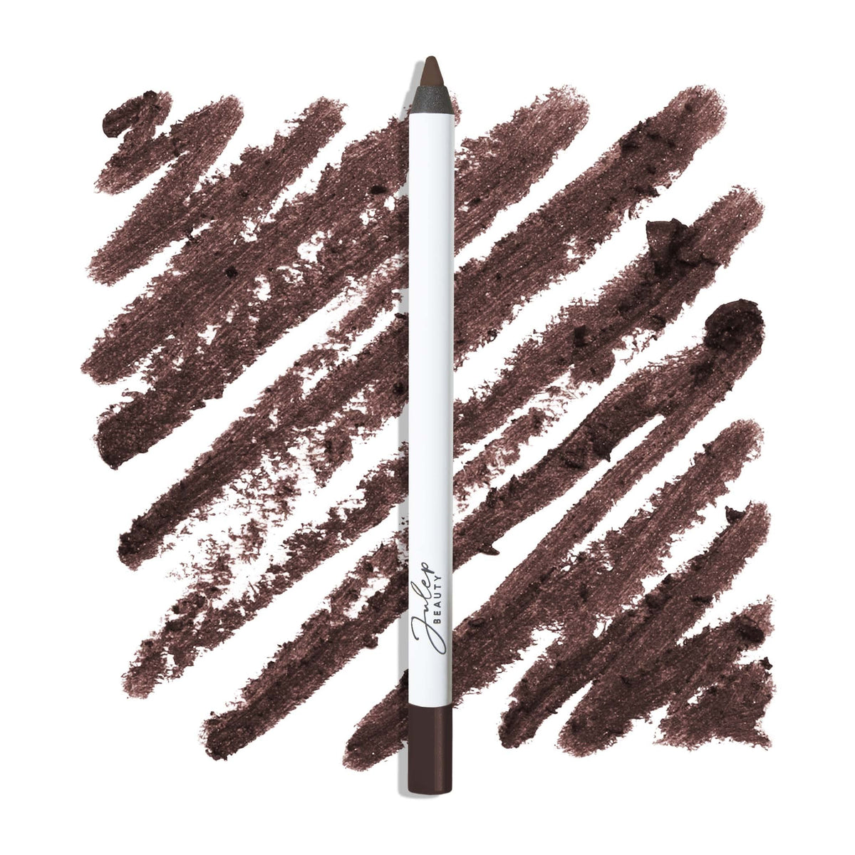 Julep When Pencil Met Gel eyeliner Chocolate Brown Shimmer swatch shows longwear finish