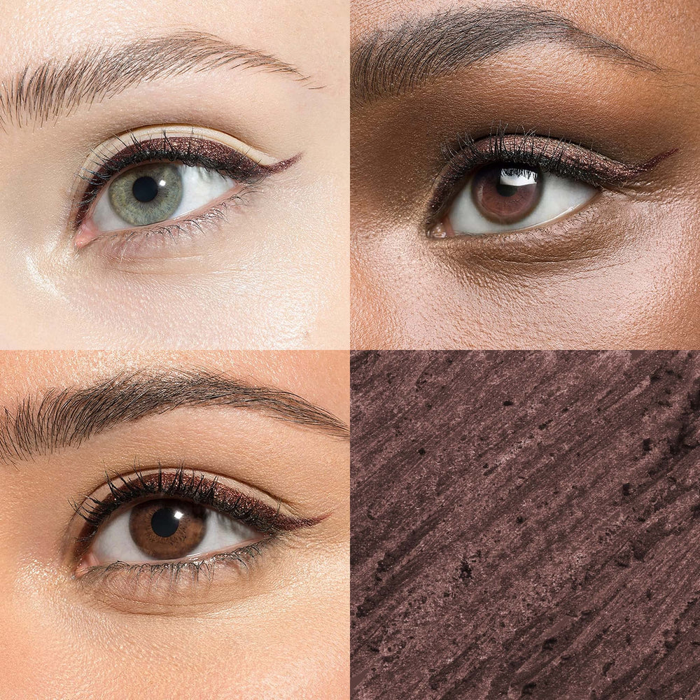 Julep When Pencil Met Gel eyeliner Chocolate Brown Shimmer applied on lash line for precise stroke