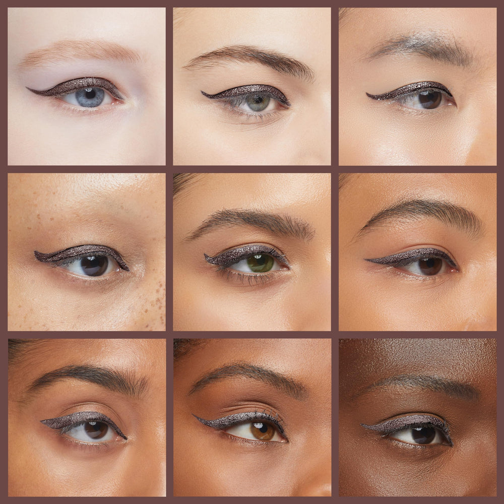 Julep When Pencil Met Gel eyeliner Chocolate Brown Shimmer waterproof closeup demonstrates staying power