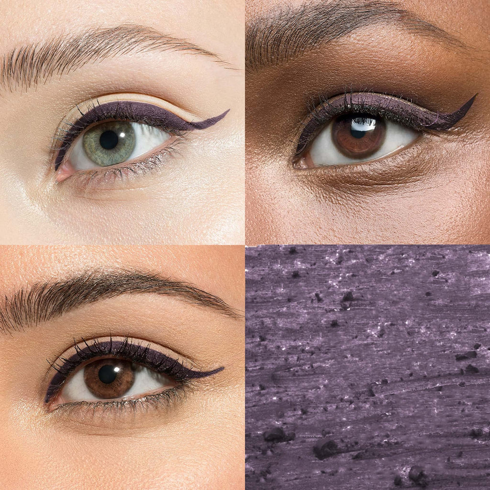 Julep When Pencil Met Gel swatch on arm shows rich smoky plum color for everyday looks.