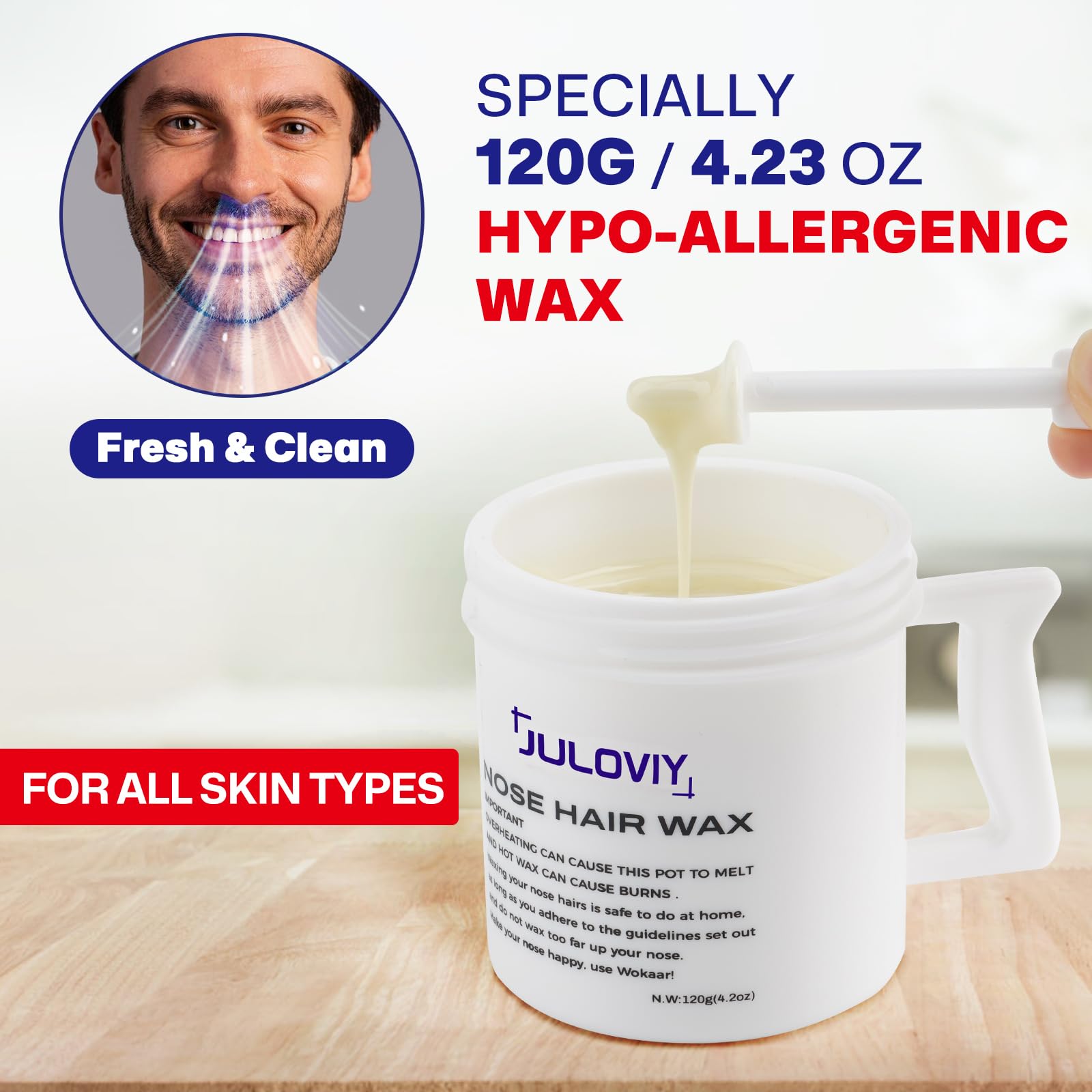 Juloviy nose wax kit overview showing full grooming setup