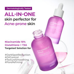 JUMISO Niacinamide 10 Serum dropper closeup supports brighter, clearer skin.
