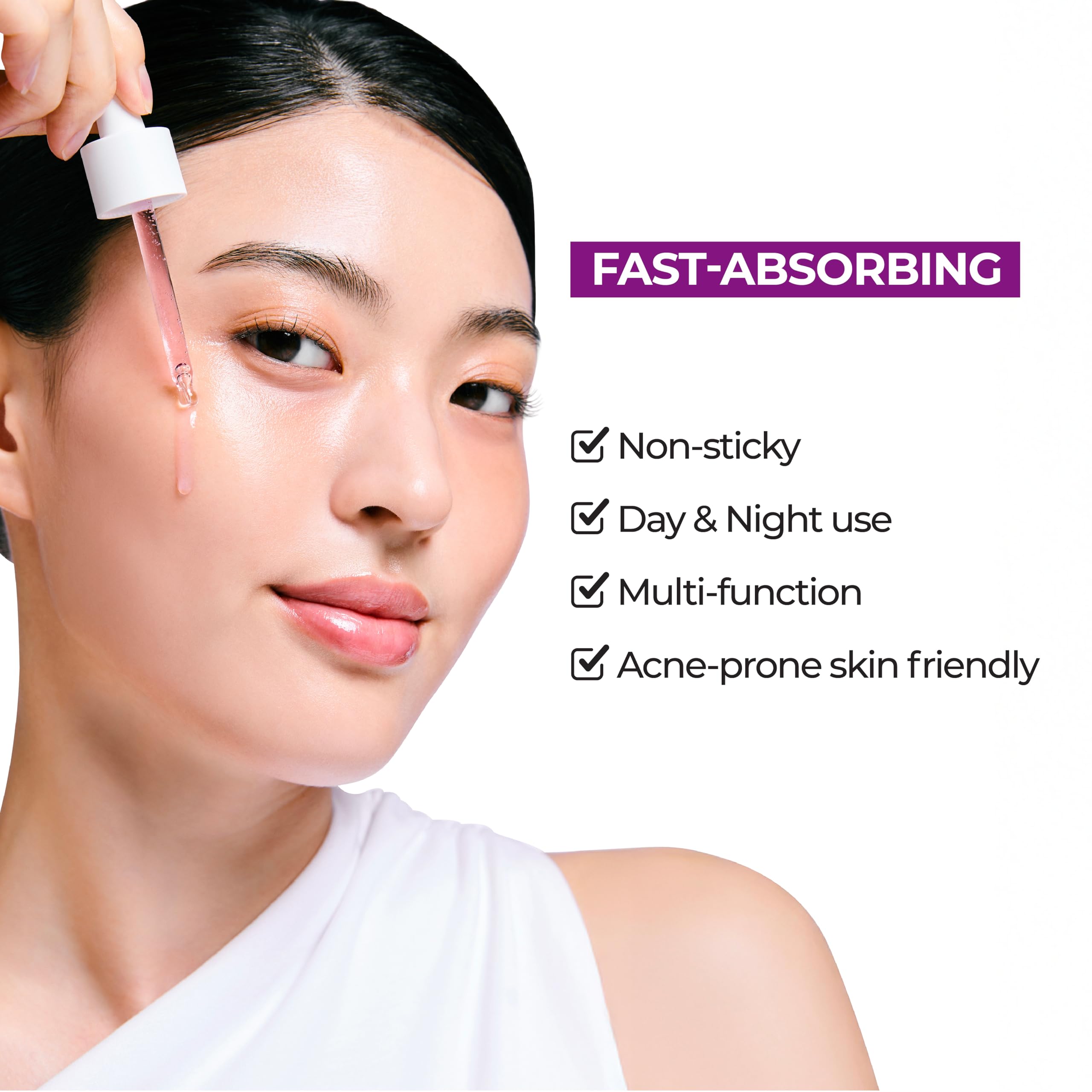 JUMISO Niacinamide 10 Serum swirl demonstrates smooth, fast-absorb application.