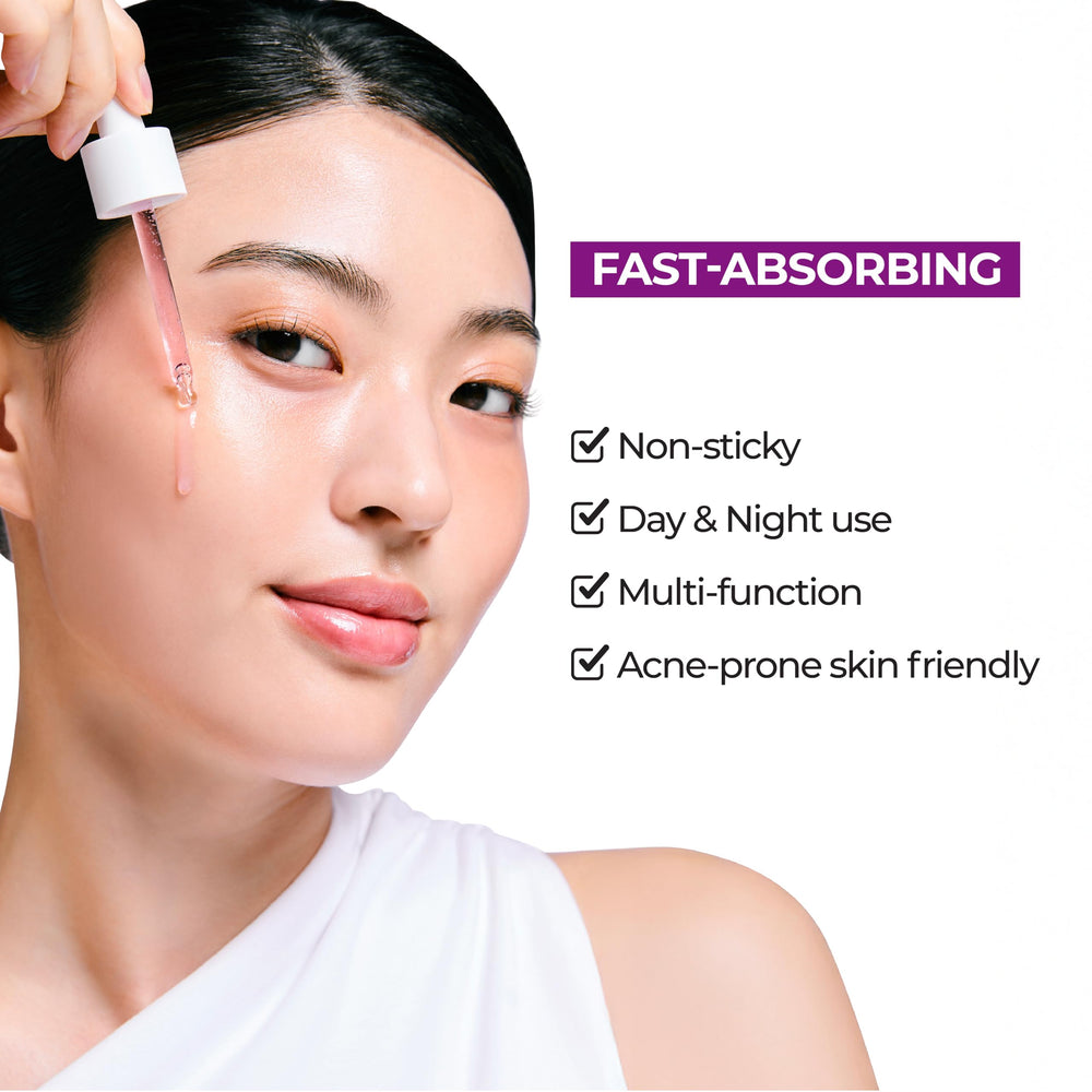 JUMISO Niacinamide 10 Serum swirl demonstrates smooth, fast-absorb application.