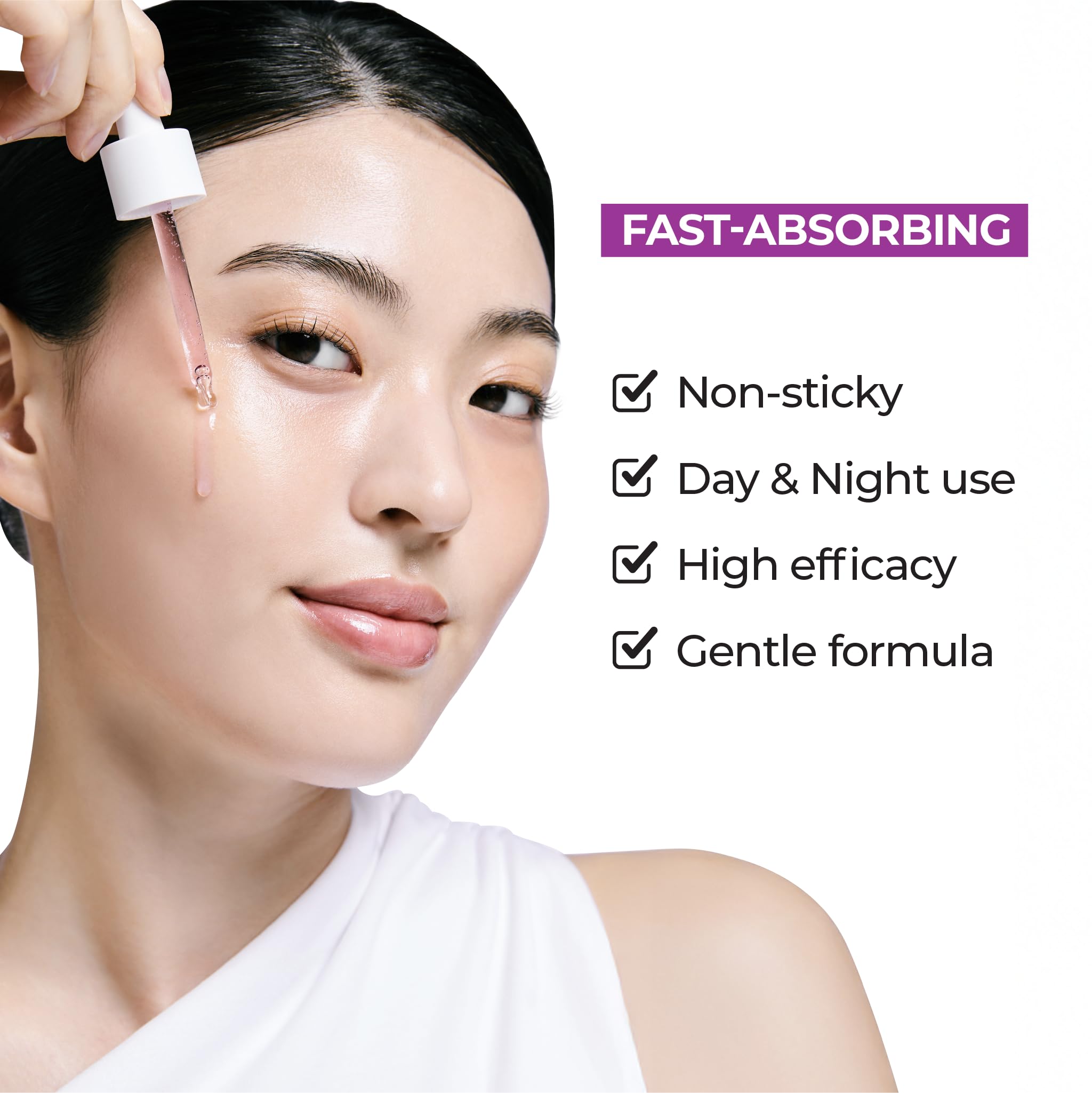 JUMISO Niacinamide 20 Serum drops dispensed for precise application during routine.