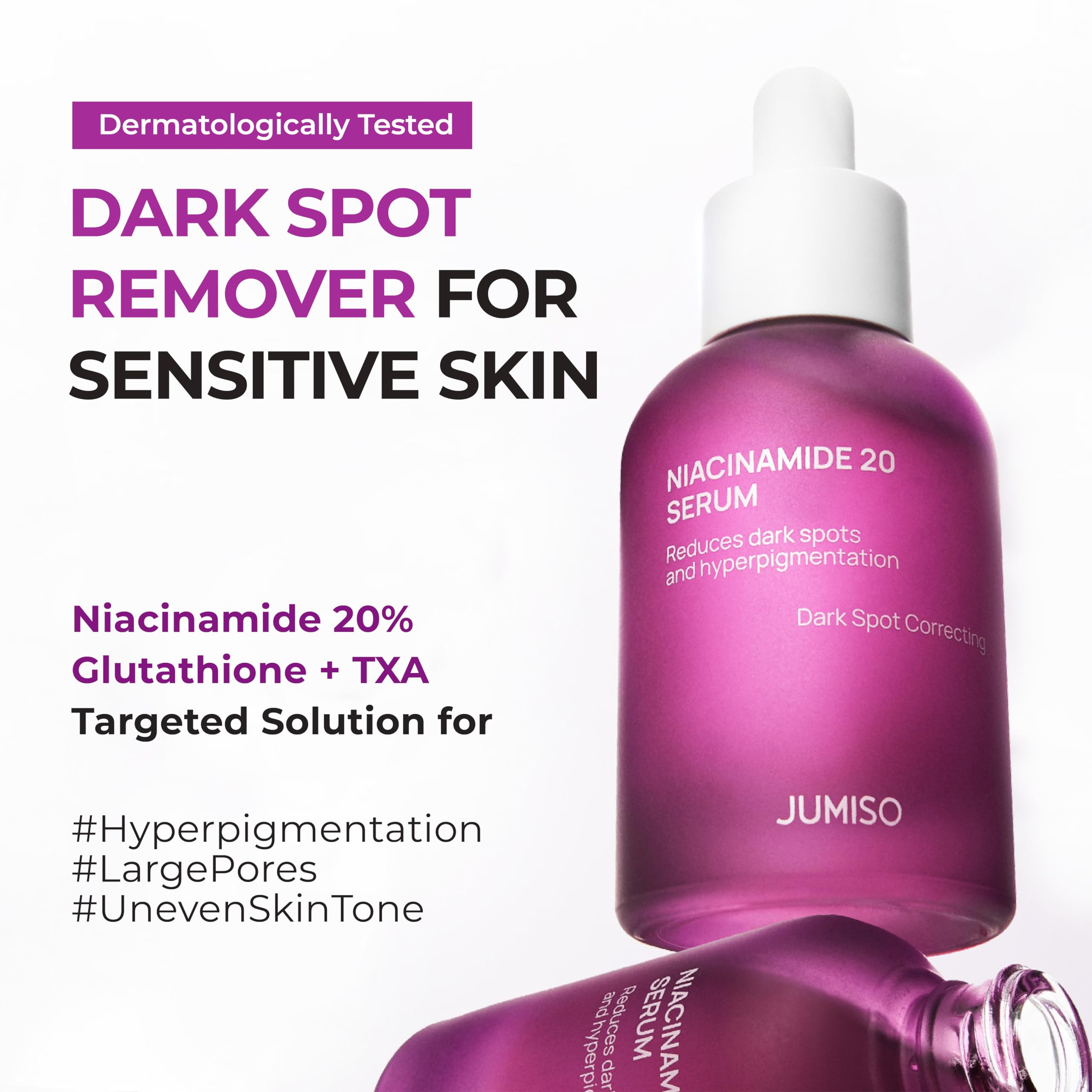 JUMISO Niacinamide 20 Serum texture close-up showing lightweight hydration.