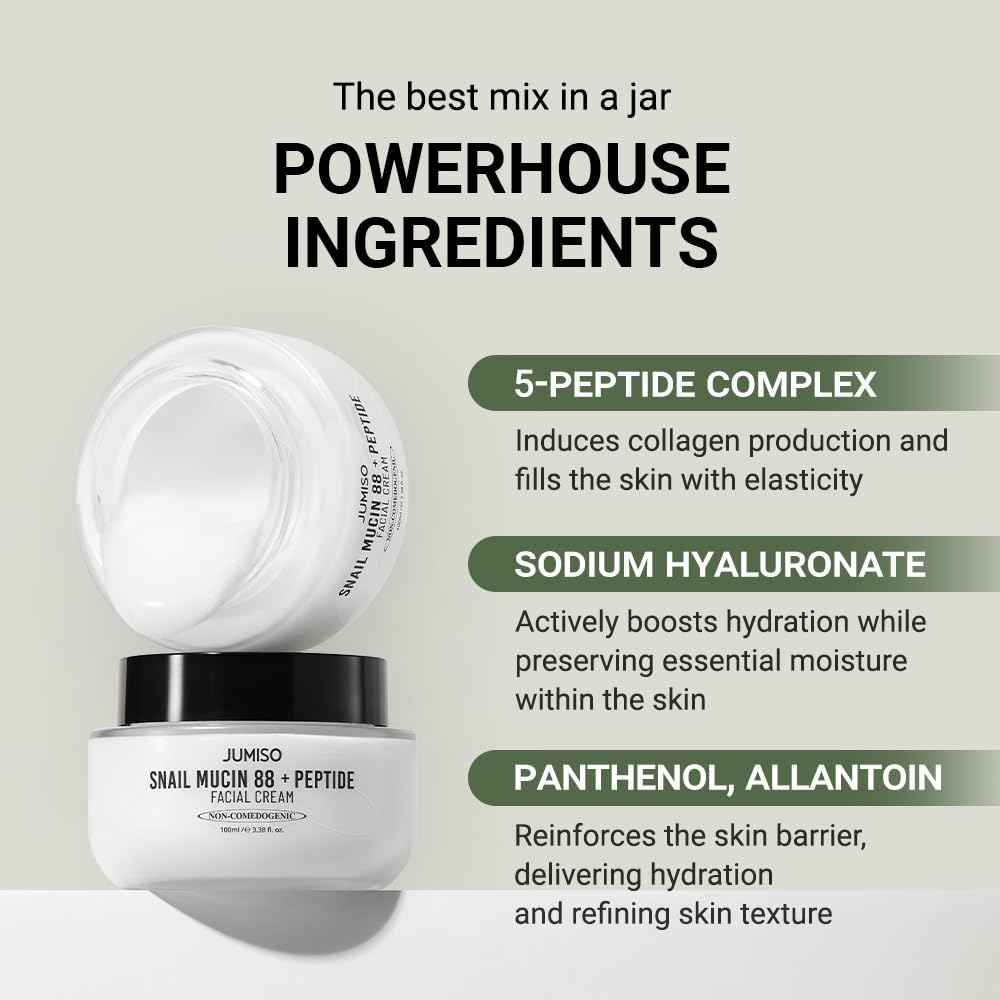 JUMISO Snail Mucin 88 Cream featuring the five peptide complex
