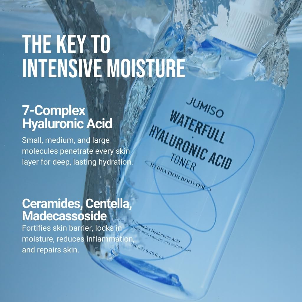 JUMISO Waterfull Hyaluronic Toner dispenser tilted to show product flow