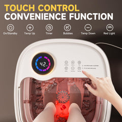 Junatuqiu Foot Spa Red Light Therapy emits calming warmth to unwind after work.