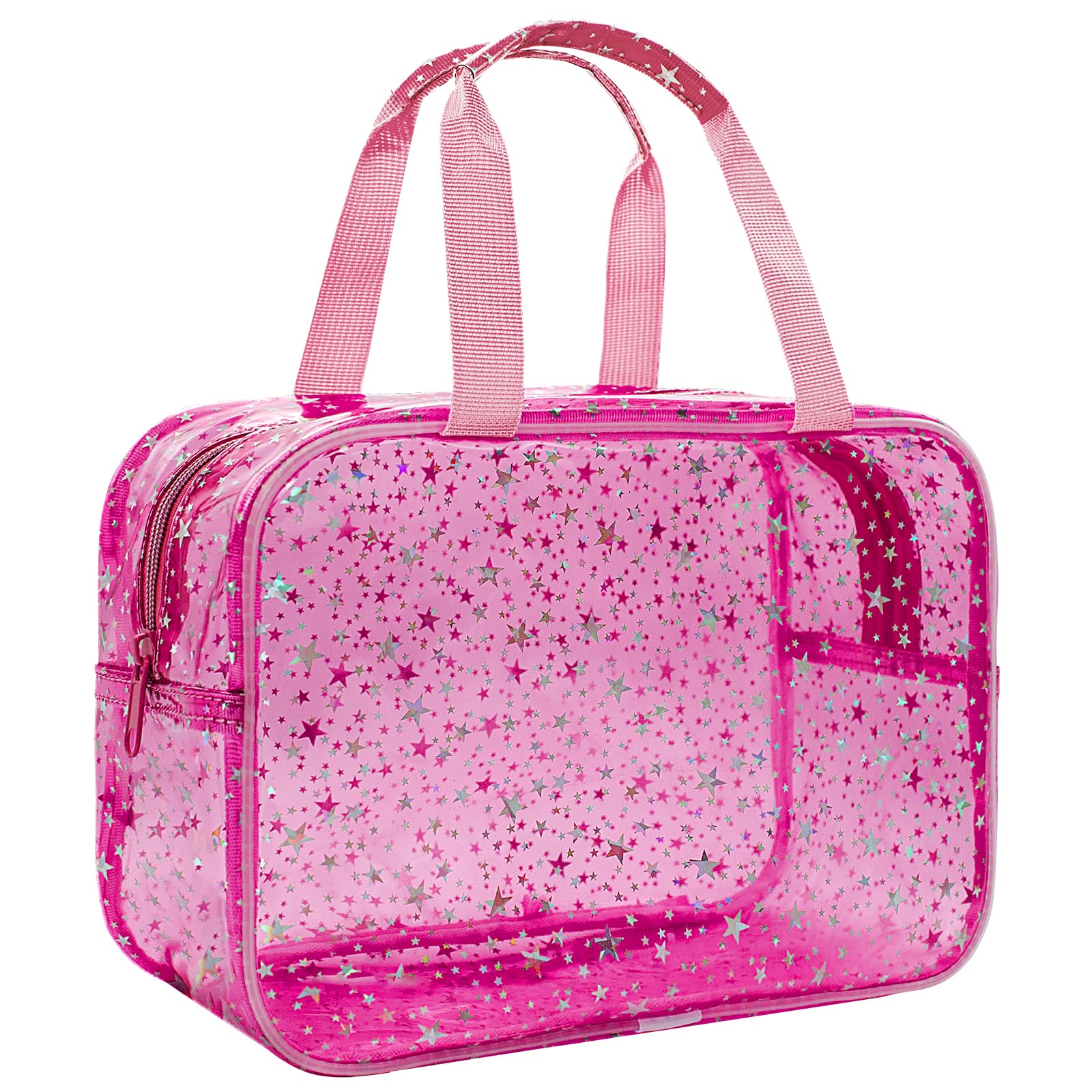 Junesters Clear Red Star makeup bag with star pattern for quick travel organization