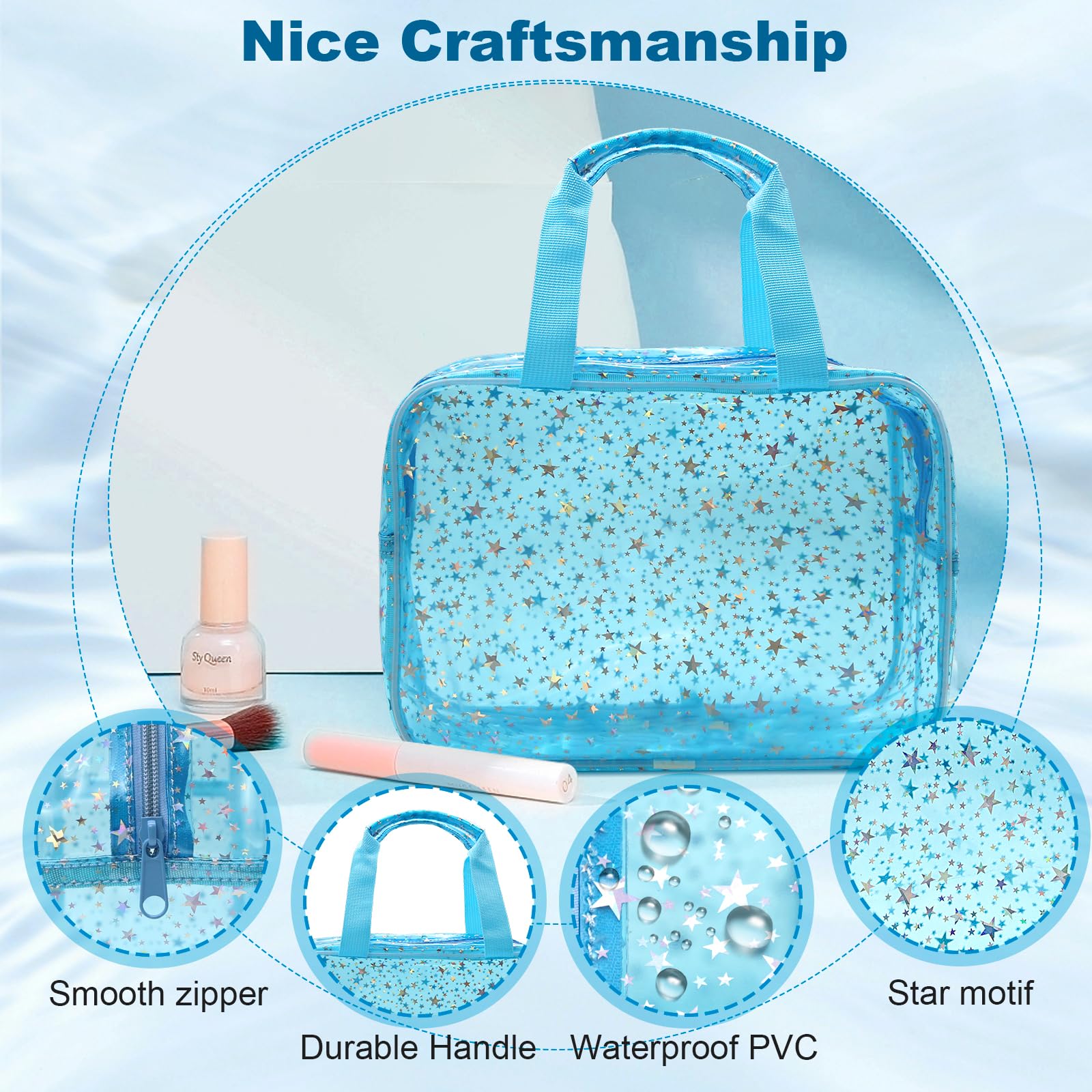 Junesters durable PVC bag provides waterproof protection and easy cleaning for on-the-go use.