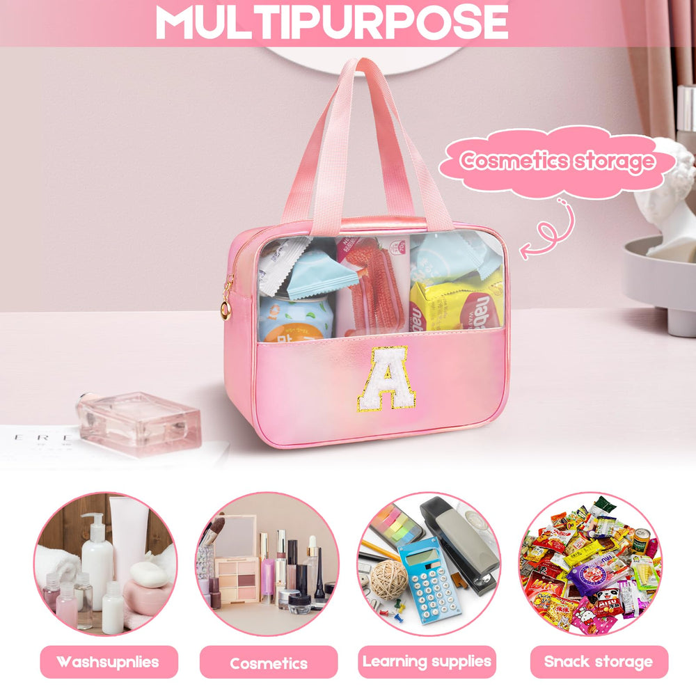 Junesters large capacity bag neatly organizes lipsticks, brushes, and skincare for trips.