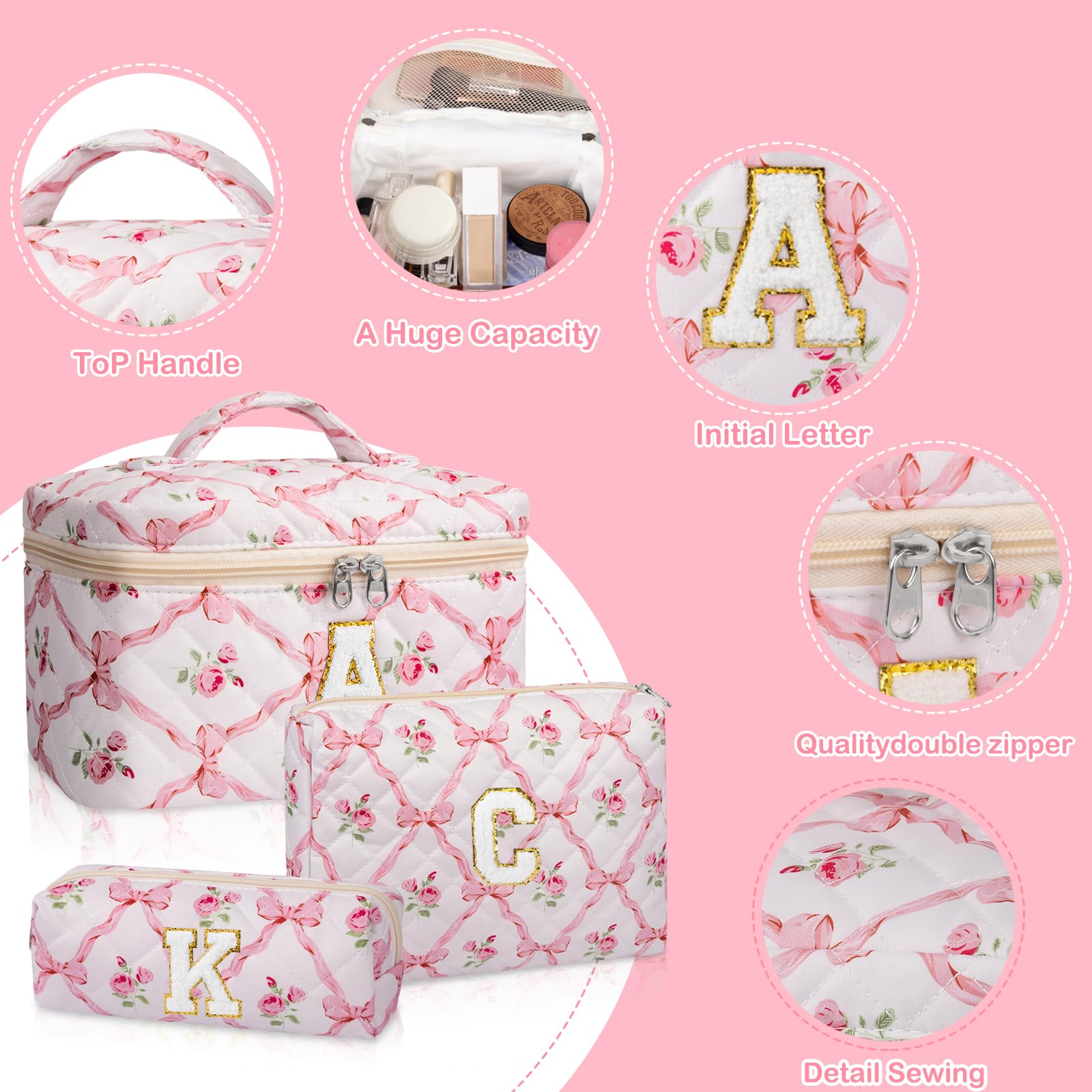 Junesters makeup bag large-size-10x6x6: ample space for cosmetics and skincare essentials.
