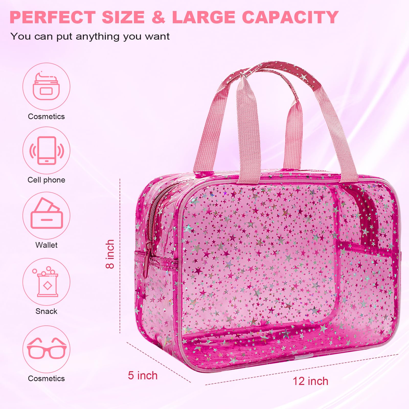 Junesters makeup bag with handle for easy carrying on trips or gym