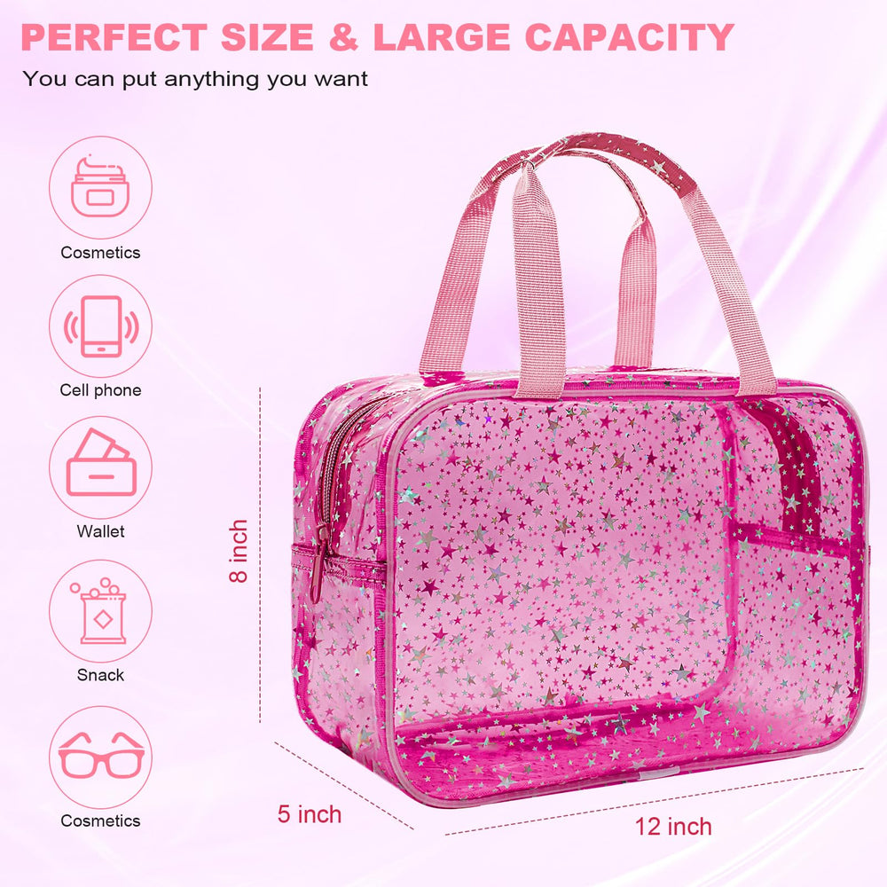Junesters makeup bag with handle for easy carrying on trips or gym