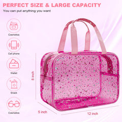 Junesters makeup bag with handle for easy carrying on trips or gym