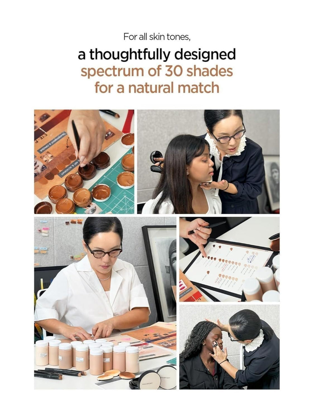 Jung Saem Mool cushion shade range display across diverse tones