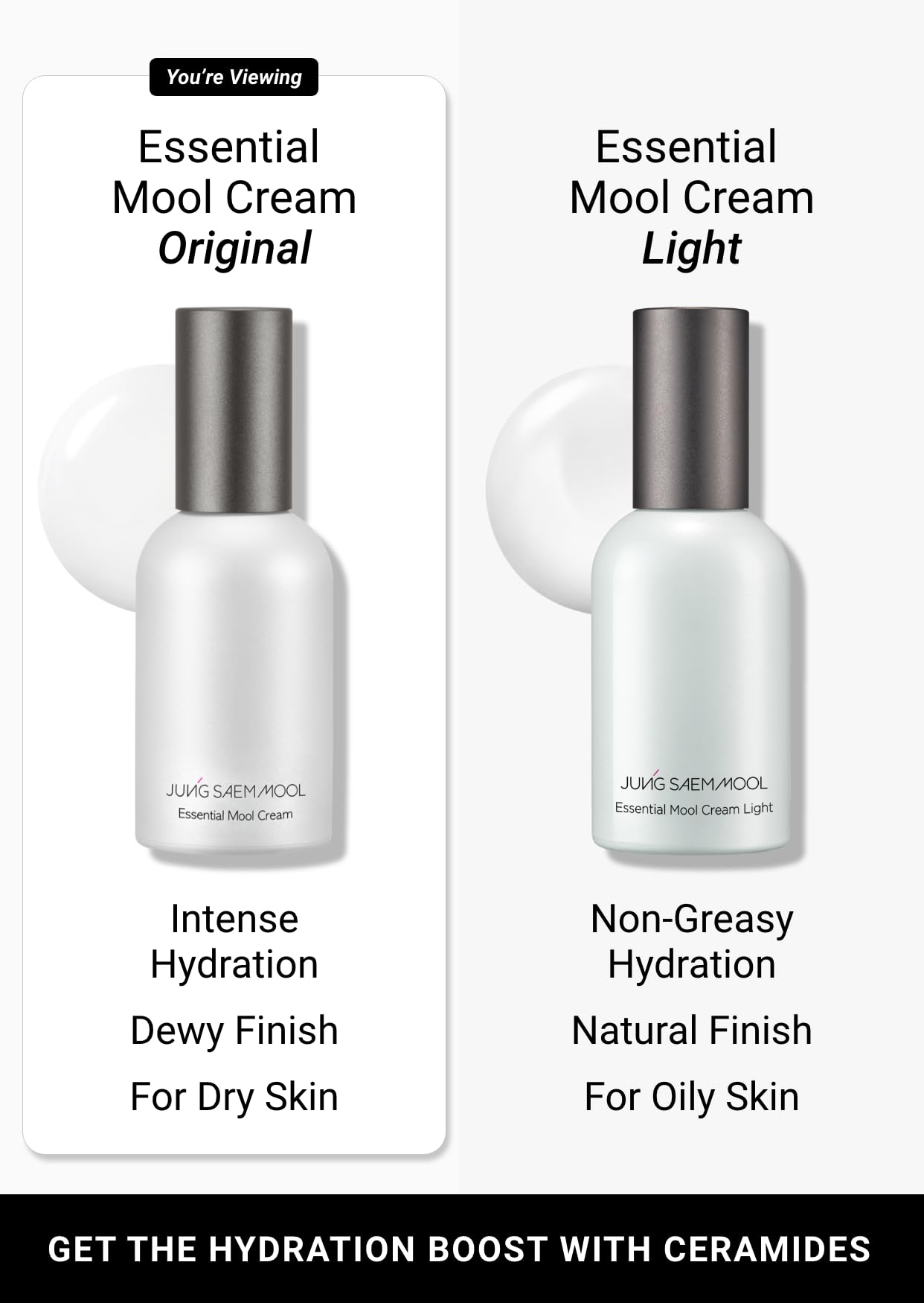 Jung Saem Mool Essential Mool Cream application demonstrates dewy finish during routine
