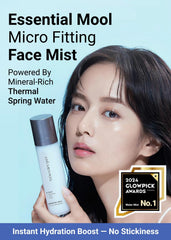 JUNG SAEM MOOL mist close-up showing dewy glow finish on the skin.