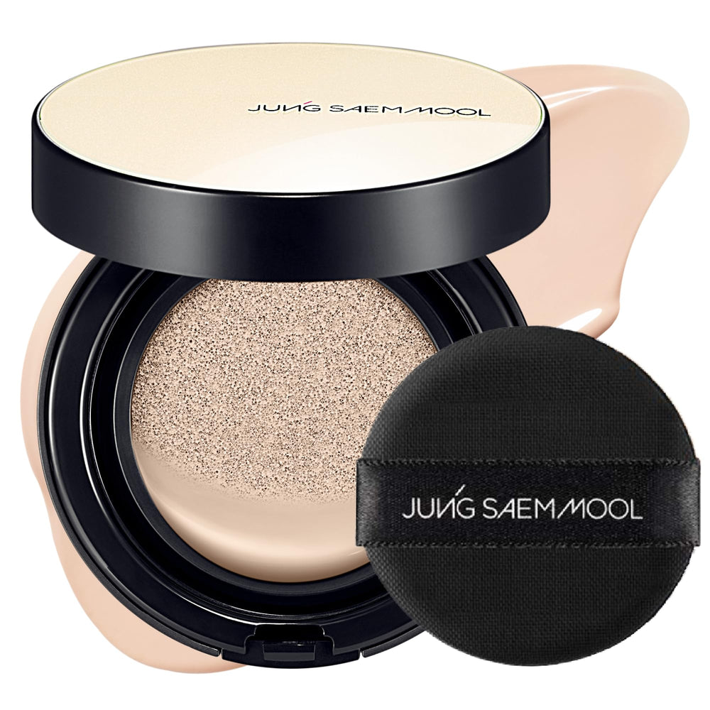 Jung Saem Mool Essential Skin Nuder Cushion bottle delivers dewy radiance for everyday glow.